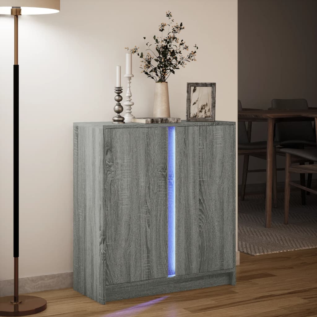 vidaXL Szafka z LED, szary dąb sonoma, 77x34x85 cm