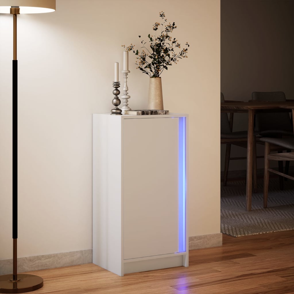 vidaXL Szafka z LED, biała, 42,5x34x85 cm, materiał drewnopochodny