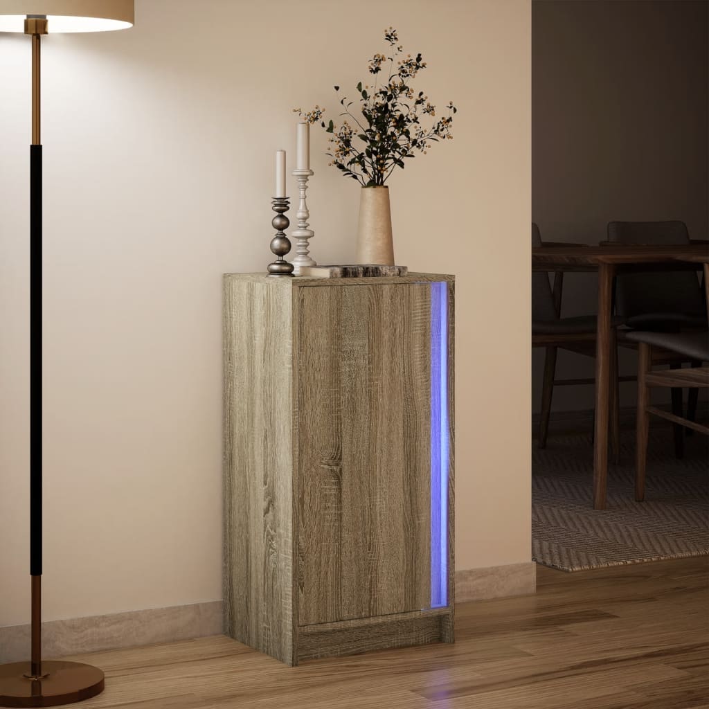 vidaXL Szafka z LED, dąb sonoma, 42,5x34x85cm, materiał drewnopochodny