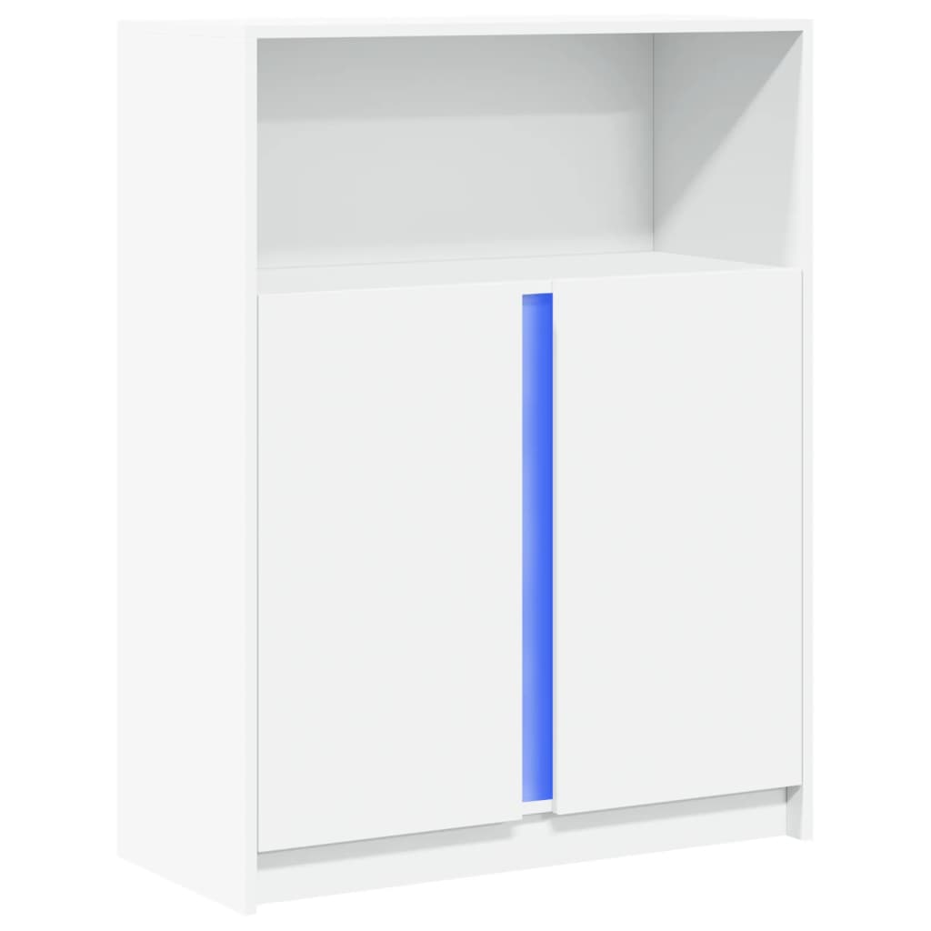 vidaXL Szafka z LED, biała, 77x34x100 cm, materiał drewnopochodny