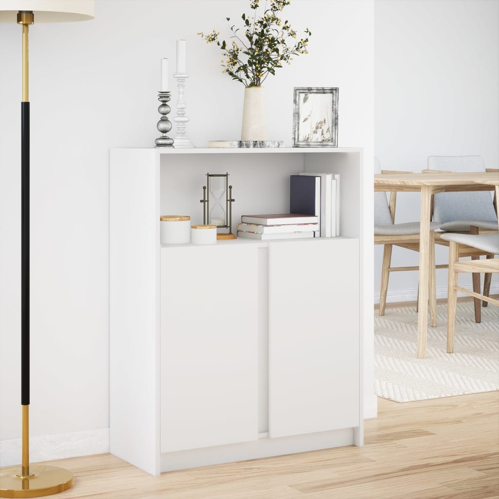 vidaXL Szafka z LED, biała, 77x34x100 cm, materiał drewnopochodny