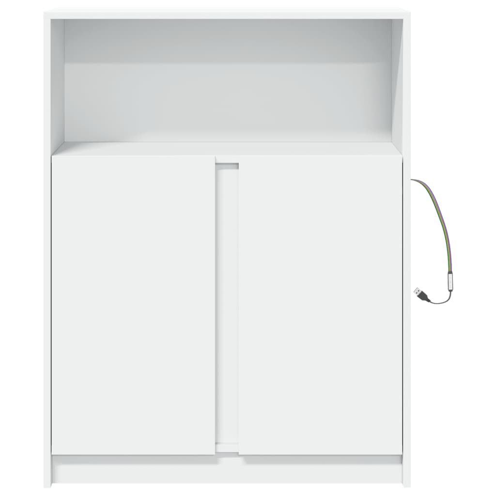 vidaXL Szafka z LED, biała, 77x34x100 cm, materiał drewnopochodny