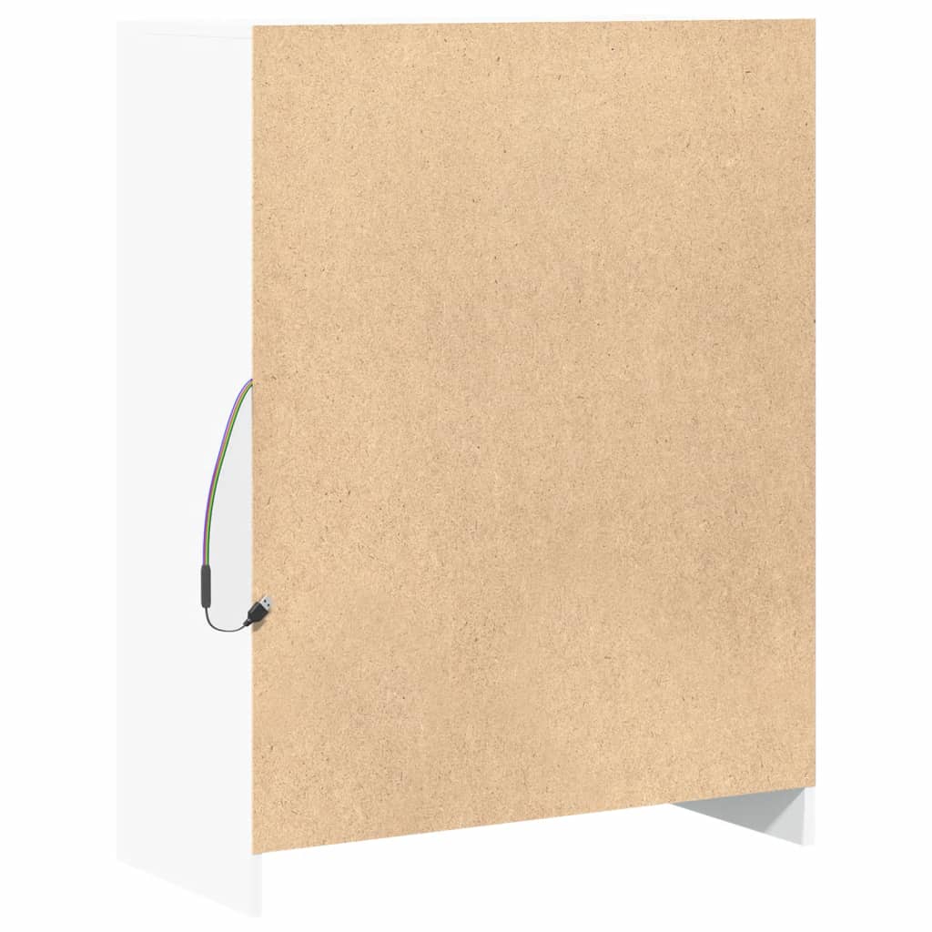 vidaXL Szafka z LED, biała, 77x34x100 cm, materiał drewnopochodny