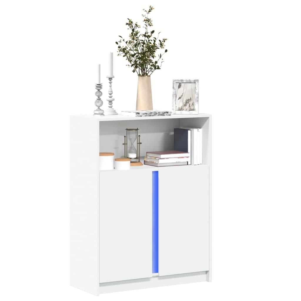 vidaXL Szafka z LED, biała, 77x34x100 cm, materiał drewnopochodny