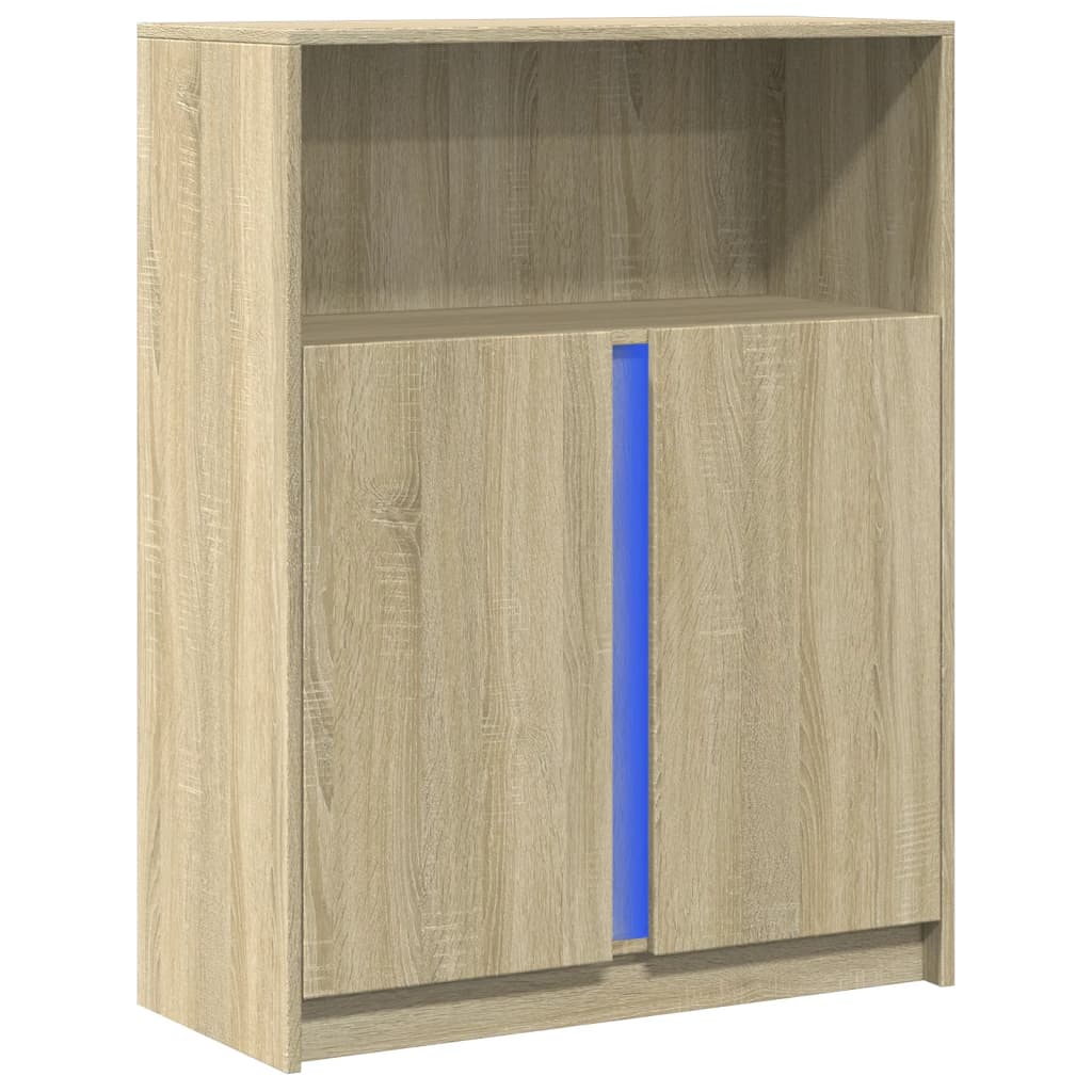 vidaXL Szafka z LED, dąb sonoma, 77x34x100 cm, materiał drewnopochodny
