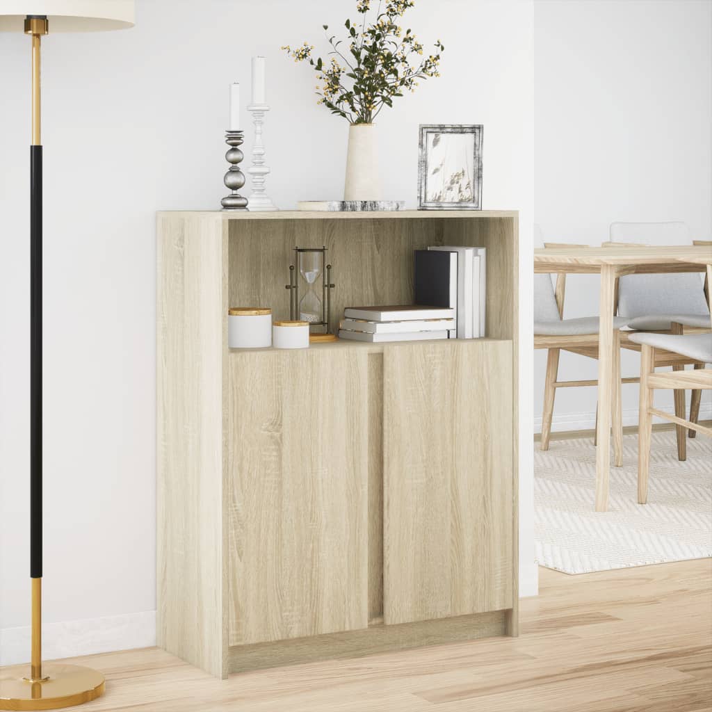 vidaXL Szafka z LED, dąb sonoma, 77x34x100 cm, materiał drewnopochodny
