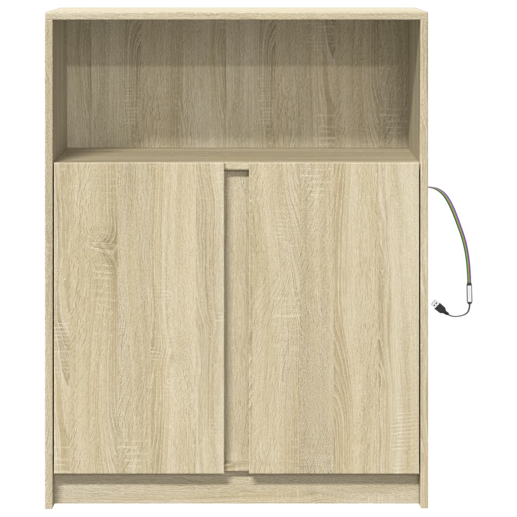 vidaXL Szafka z LED, dąb sonoma, 77x34x100 cm, materiał drewnopochodny