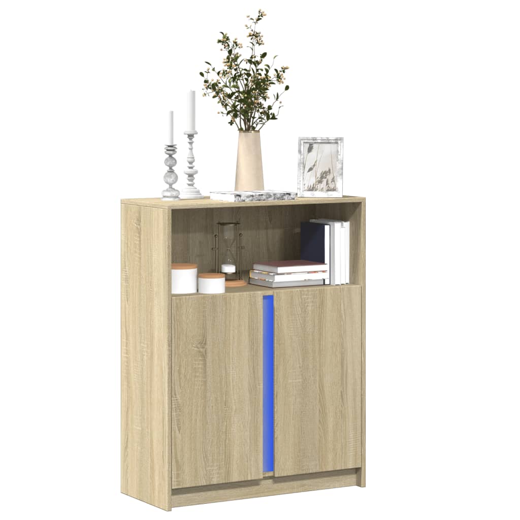 vidaXL Szafka z LED, dąb sonoma, 77x34x100 cm, materiał drewnopochodny