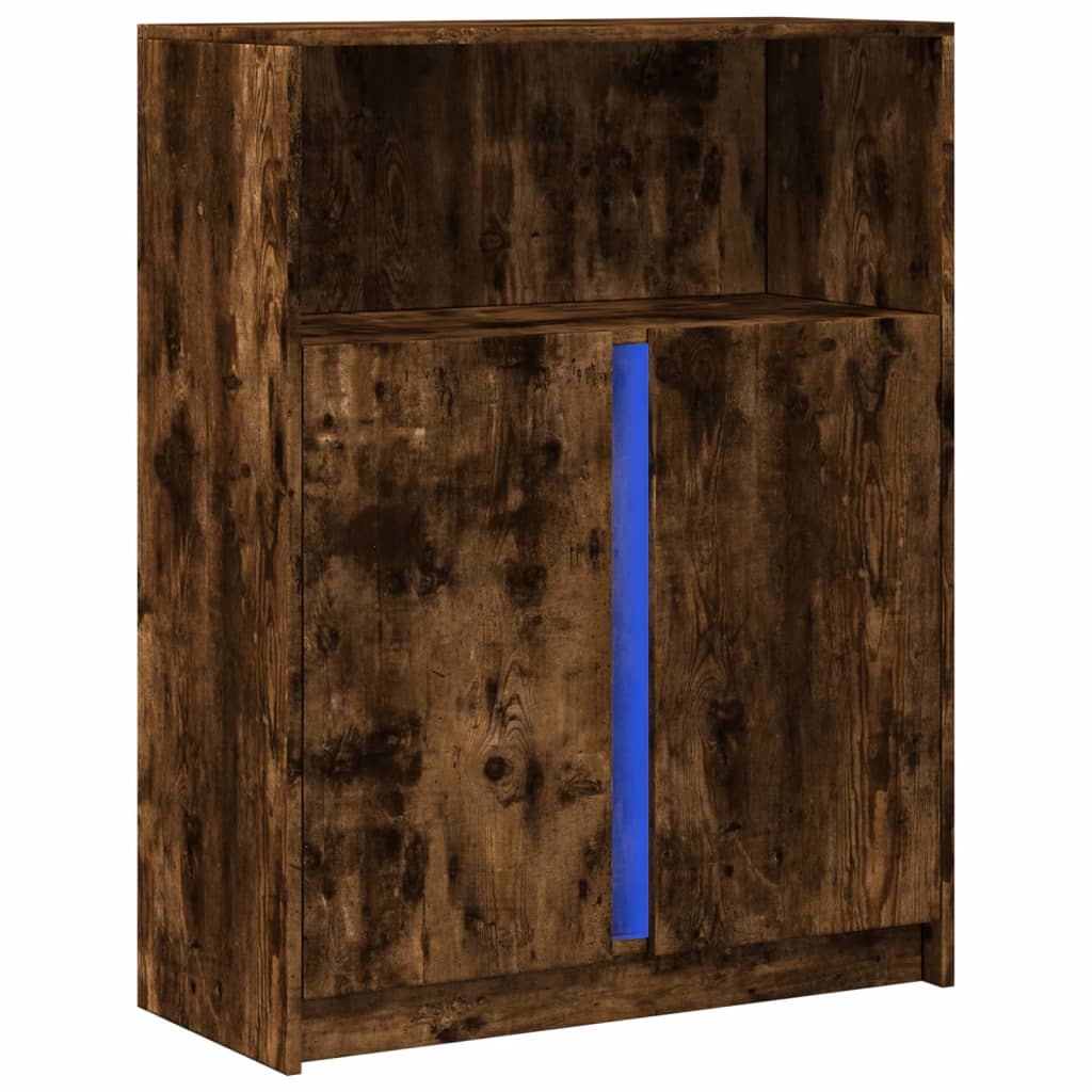 vidaXL Szafka z LED, przydymiony dąb, 77x34x100 cm