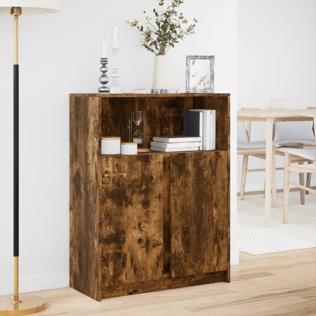 vidaXL Szafka z LED, przydymiony dąb, 77x34x100 cm