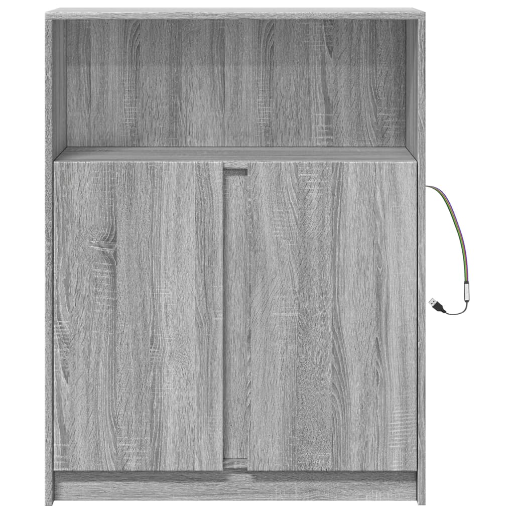 vidaXL Szafka z LED, szary dąb sonoma, 77x34x100 cm