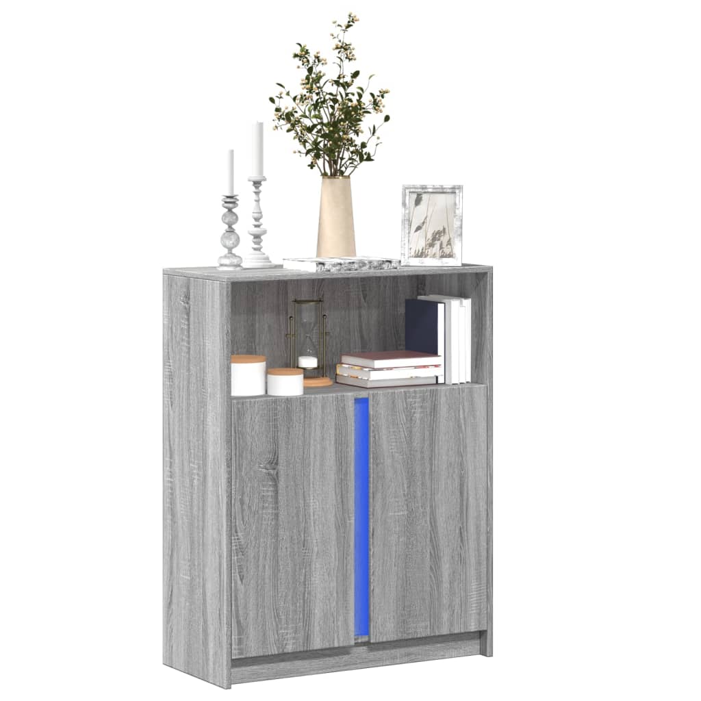 vidaXL Szafka z LED, szary dąb sonoma, 77x34x100 cm
