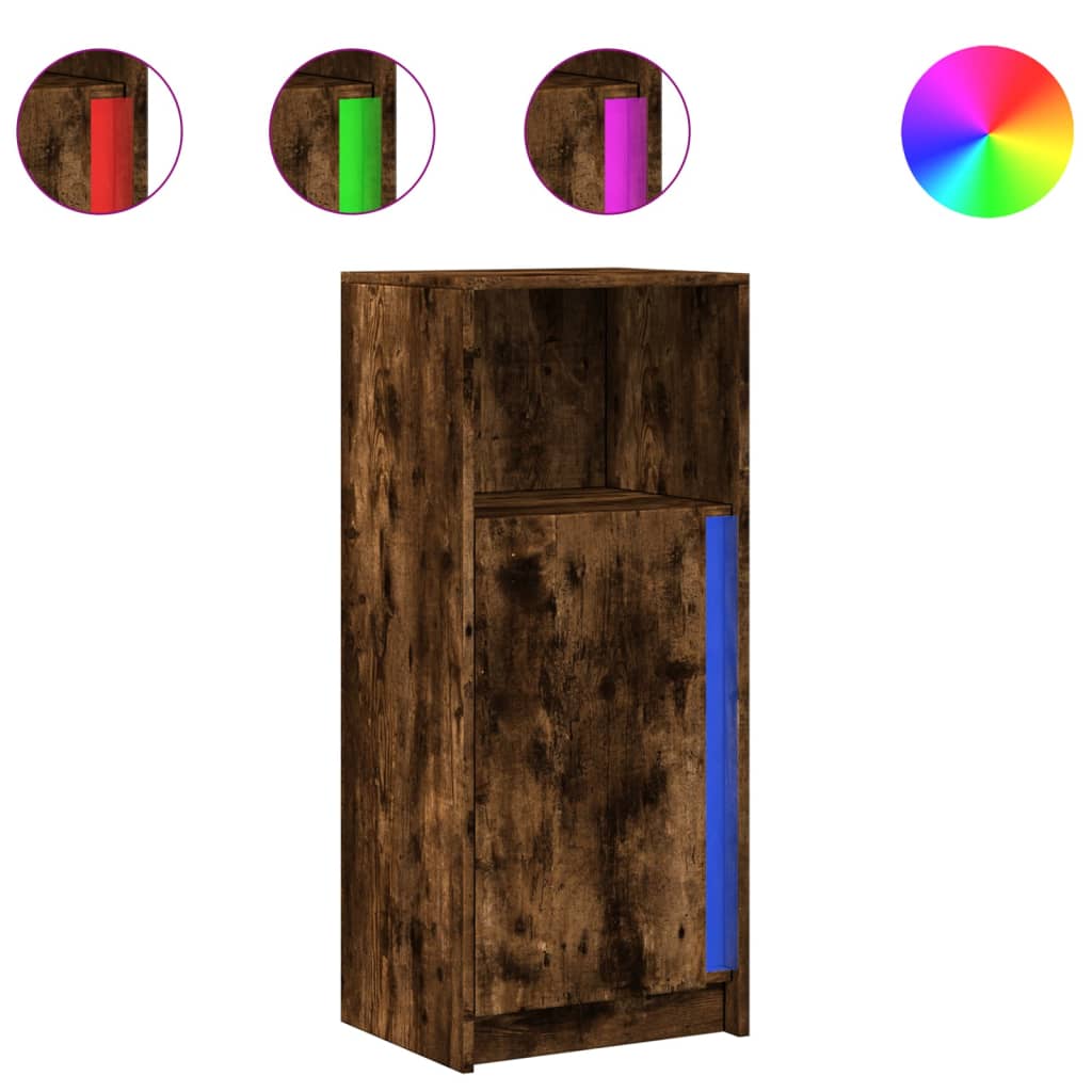 vidaXL Szafka z LED, przydymiony dąb, 42,5x34x100 cm