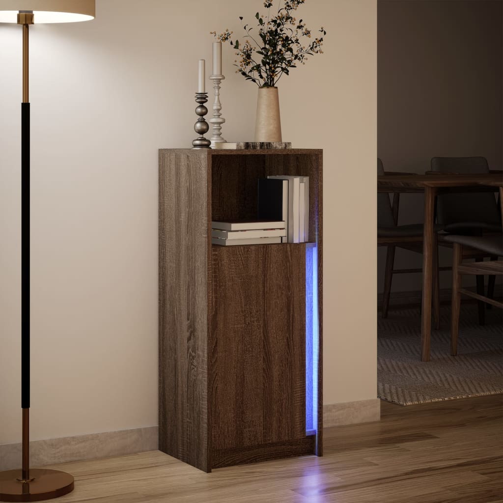 vidaXL Szafka z LED, brązowy dąb, 42,5x34x100 cm