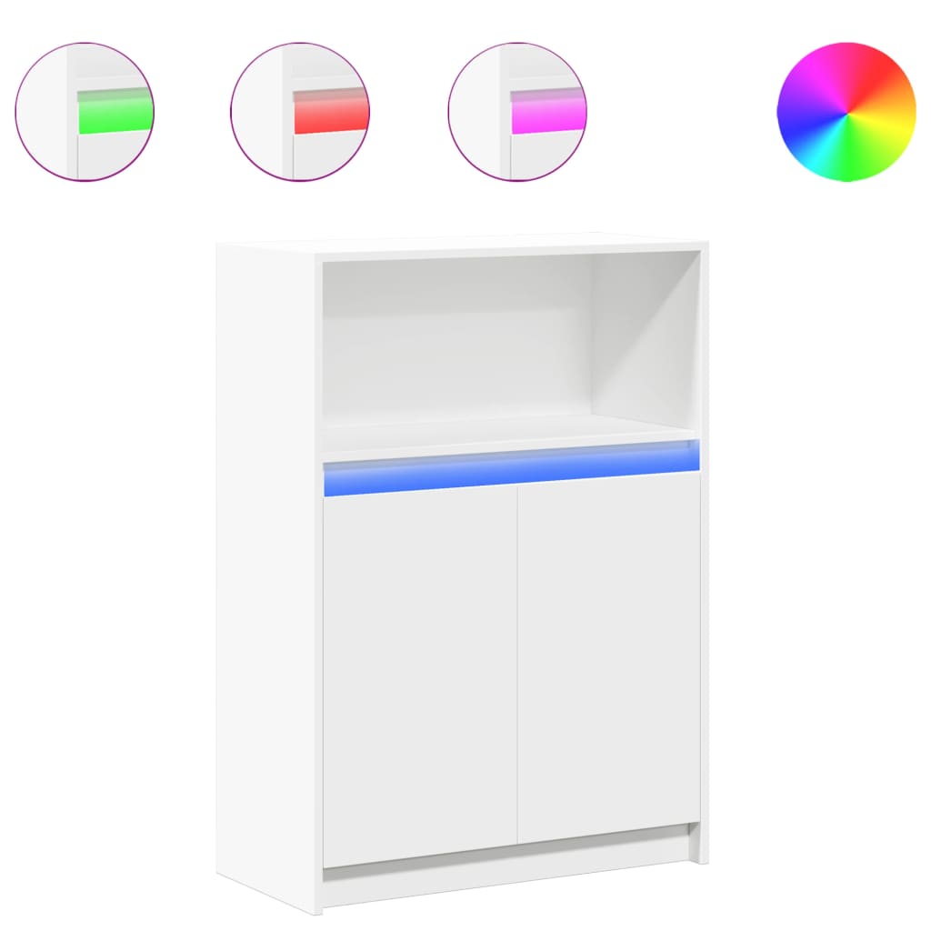 vidaXL Szafka z LED, biała, 72x34x100 cm, materiał drewnopochodny