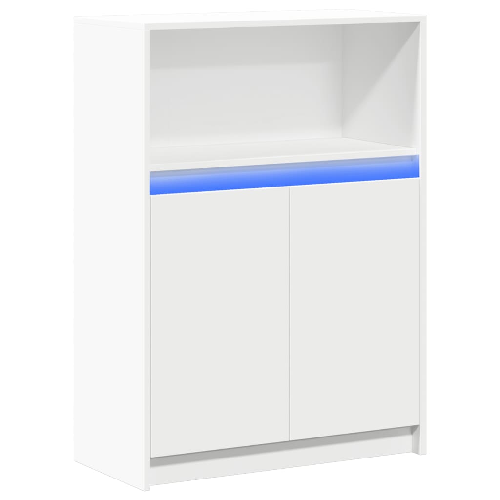 vidaXL Szafka z LED, biała, 72x34x100 cm, materiał drewnopochodny
