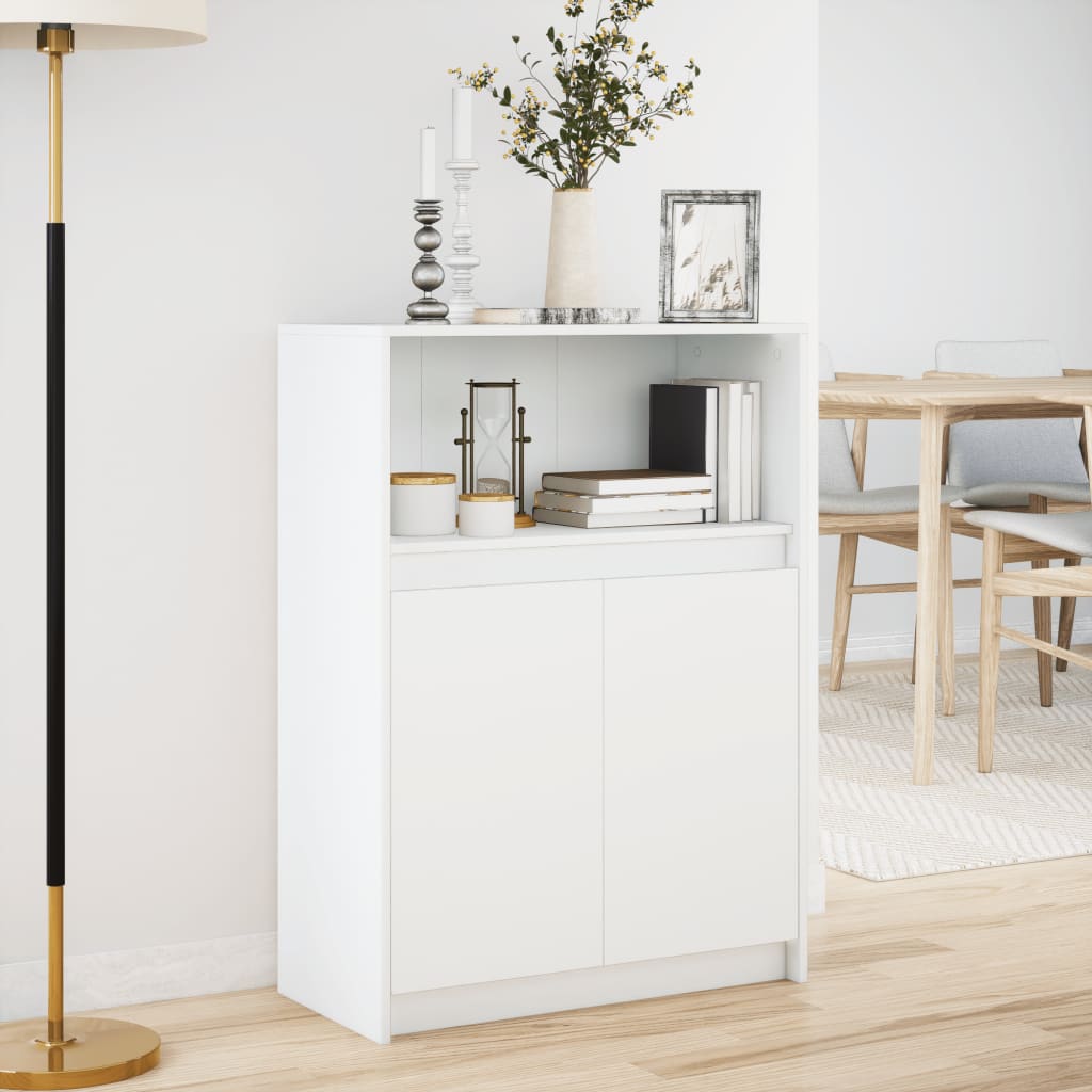 vidaXL Szafka z LED, biała, 72x34x100 cm, materiał drewnopochodny