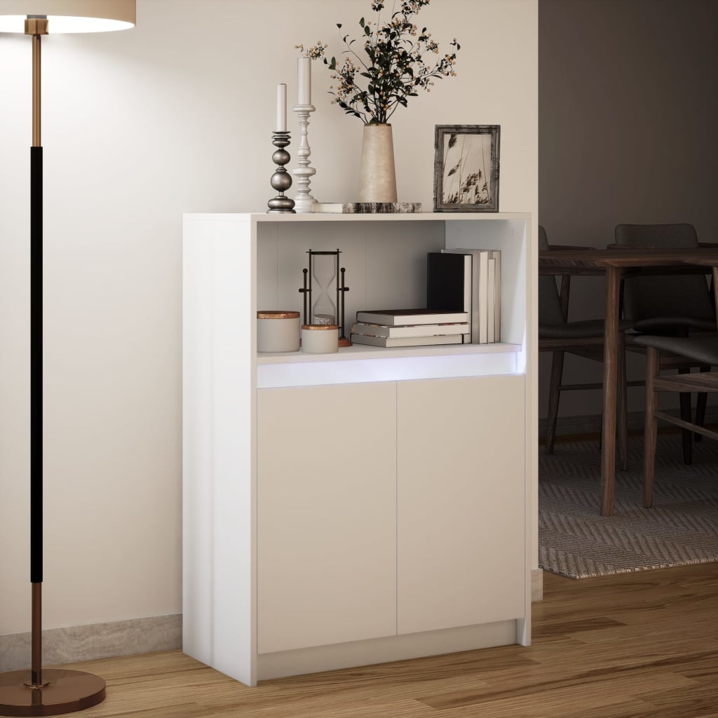 vidaXL Szafka z LED, biała, 72x34x100 cm, materiał drewnopochodny