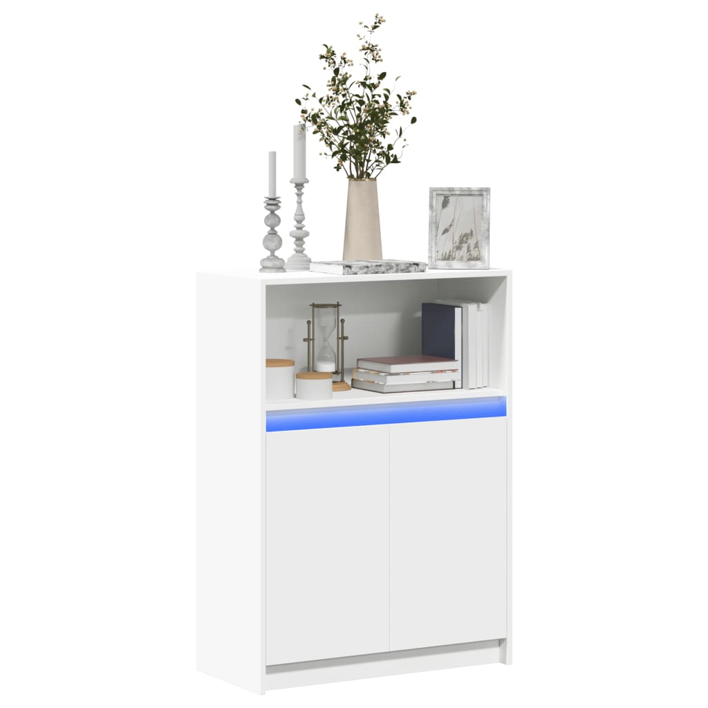 vidaXL Szafka z LED, biała, 72x34x100 cm, materiał drewnopochodny