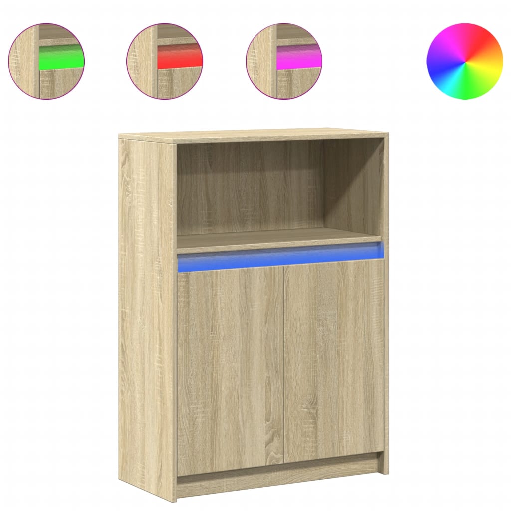 vidaXL Szafka z LED, dąb sonoma, 72x34x100 cm, materiał drewnopochodny