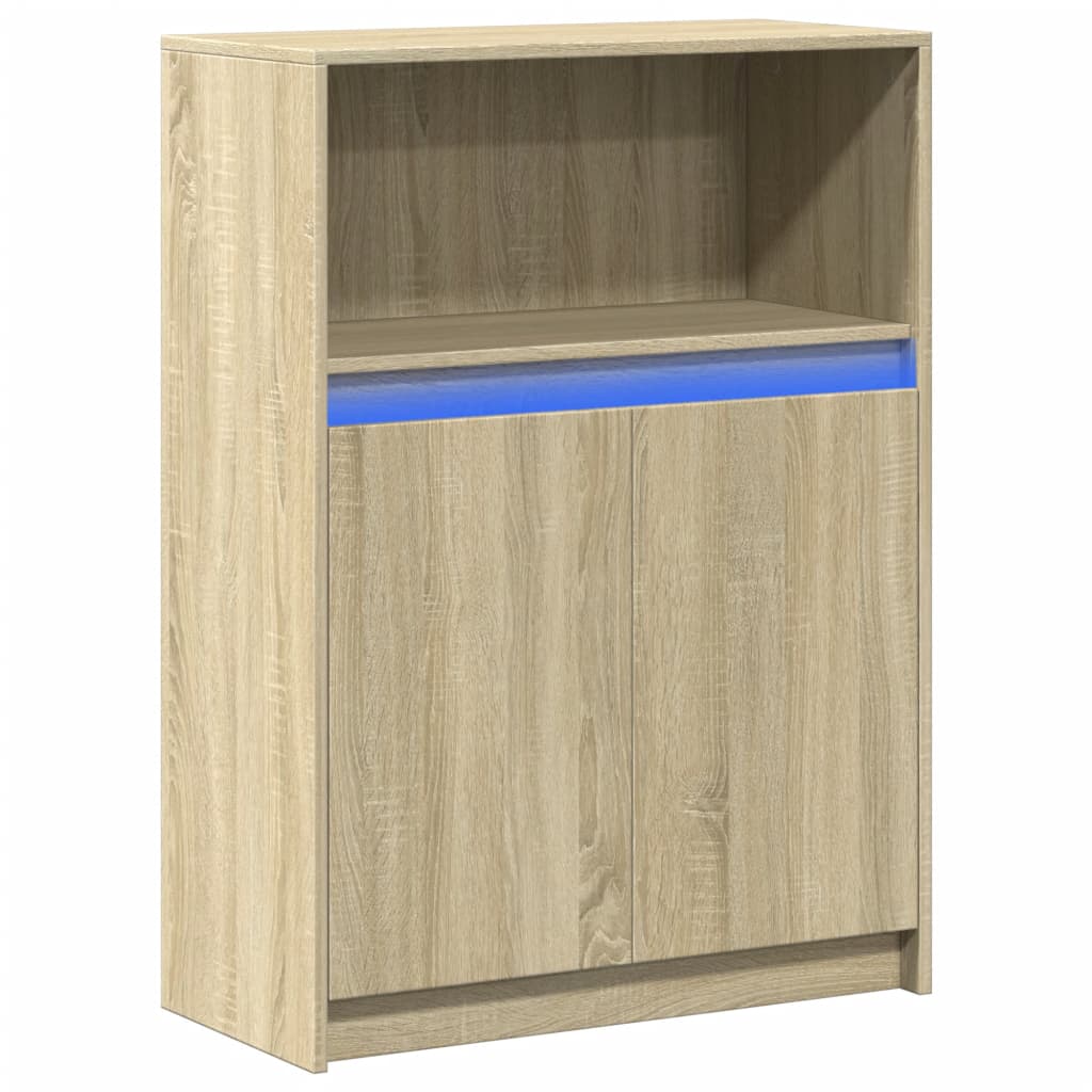 vidaXL Szafka z LED, dąb sonoma, 72x34x100 cm, materiał drewnopochodny