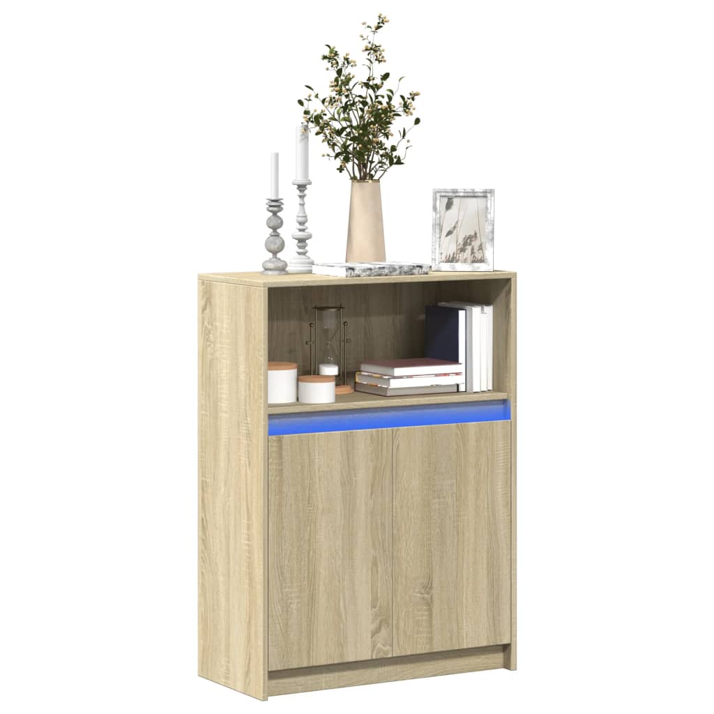 vidaXL Szafka z LED, dąb sonoma, 72x34x100 cm, materiał drewnopochodny