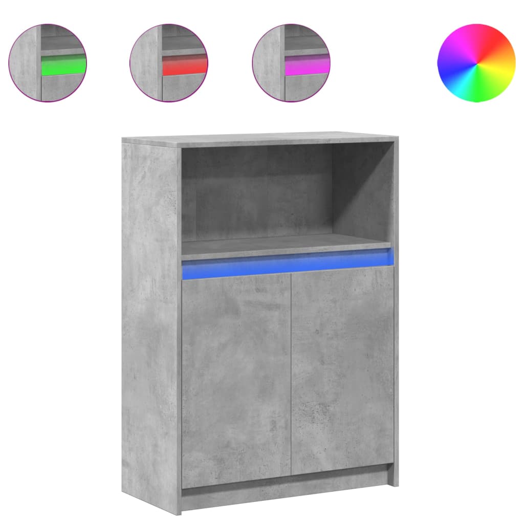 vidaXL Szafka z LED, szarość betonu, 72x34x100 cm