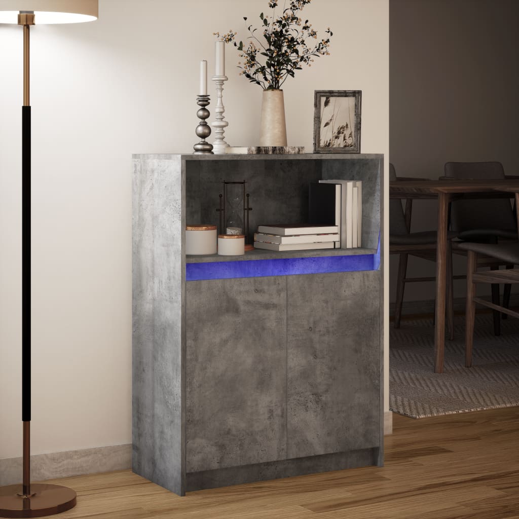 vidaXL Szafka z LED, szarość betonu, 72x34x100 cm