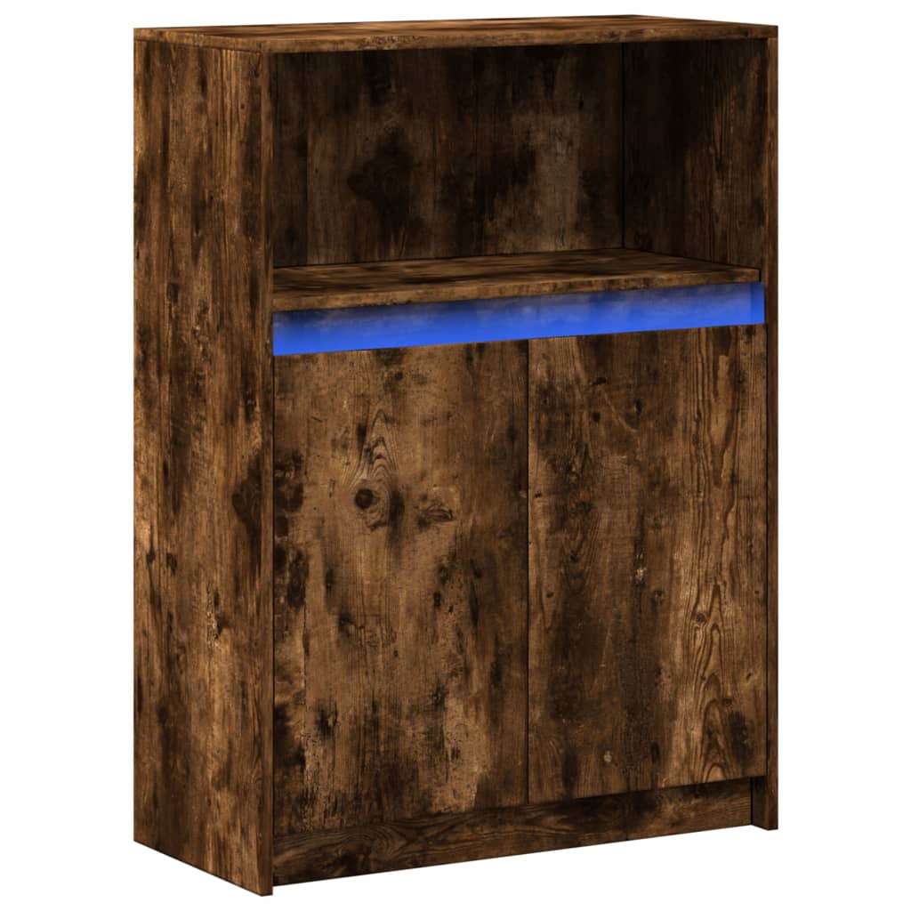 vidaXL Szafka z LED, przydymiony dąb, 72x34x100 cm