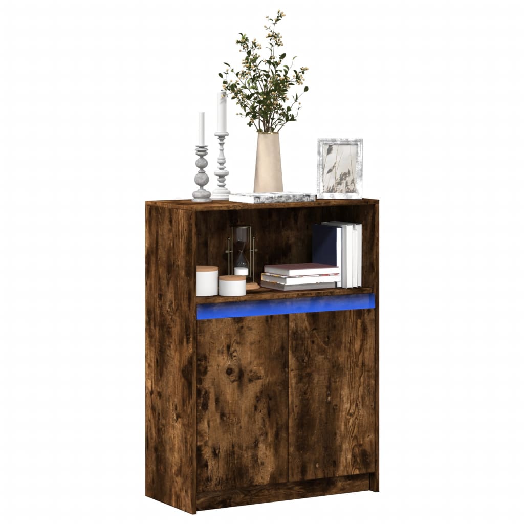 vidaXL Szafka z LED, przydymiony dąb, 72x34x100 cm