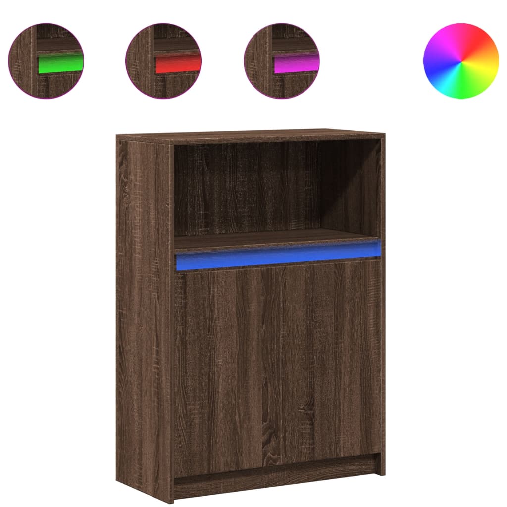 vidaXL Szafka z LED, brązowy dąb, 72x34x100 cm