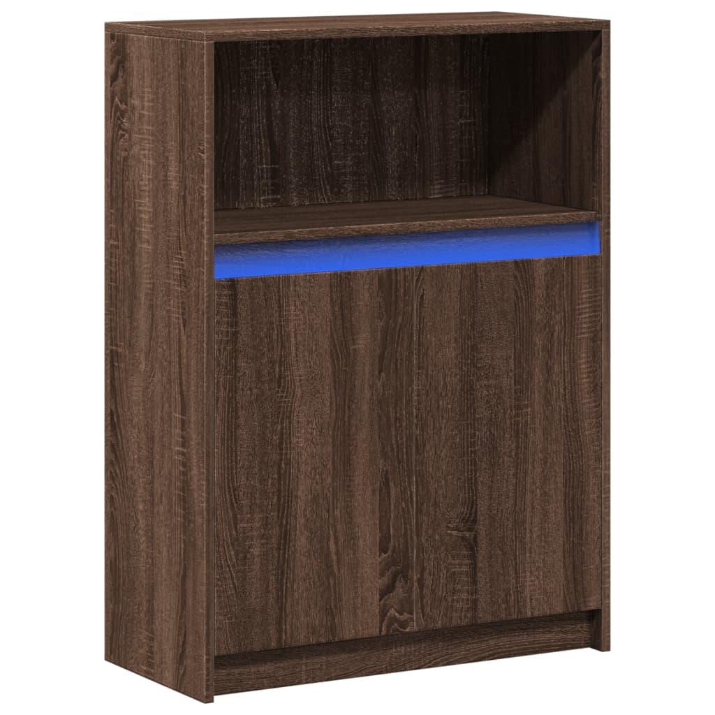 vidaXL Szafka z LED, brązowy dąb, 72x34x100 cm