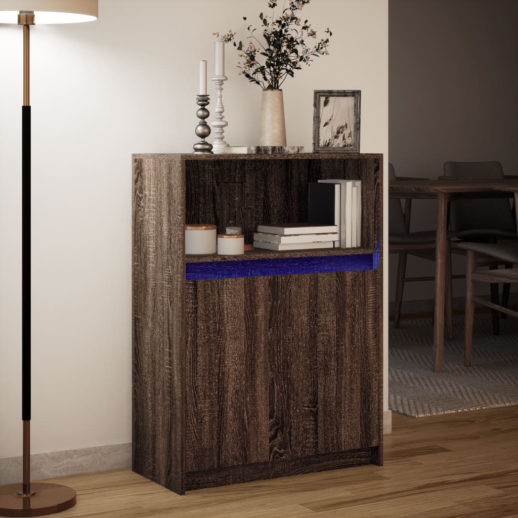 vidaXL Szafka z LED, brązowy dąb, 72x34x100 cm