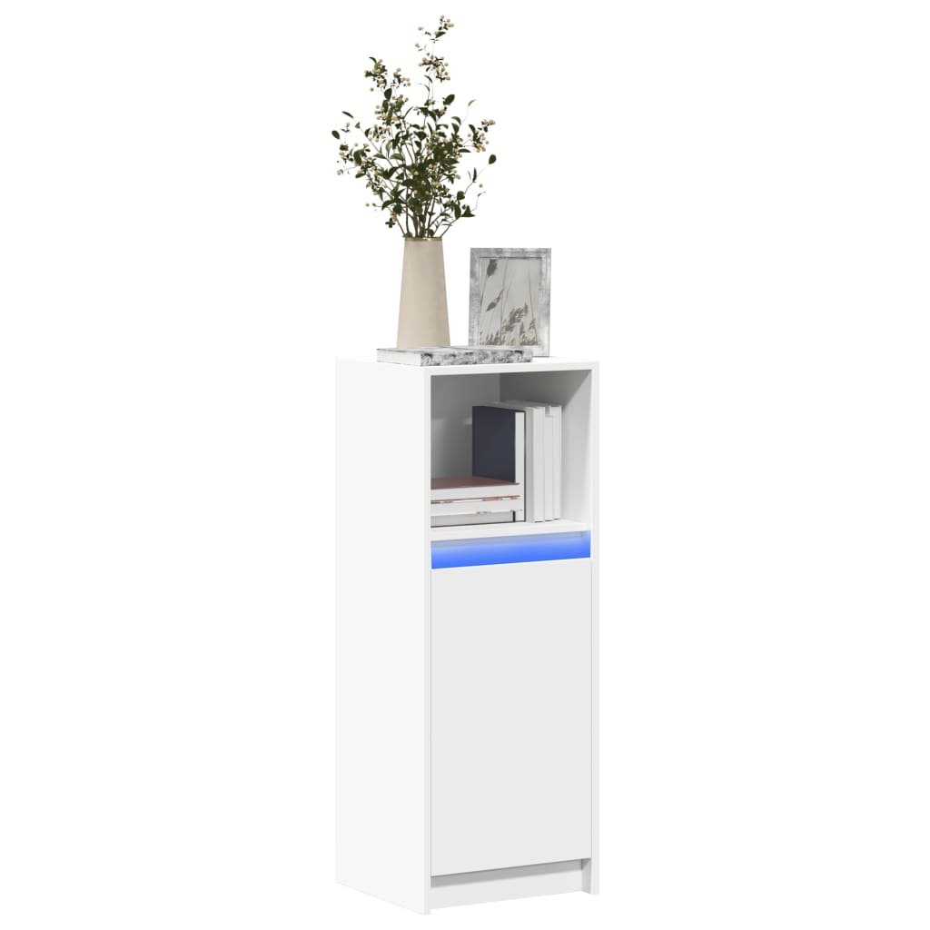 vidaXL Szafka z LED, biała, 38x34x100 cm, materiał drewnopochodny