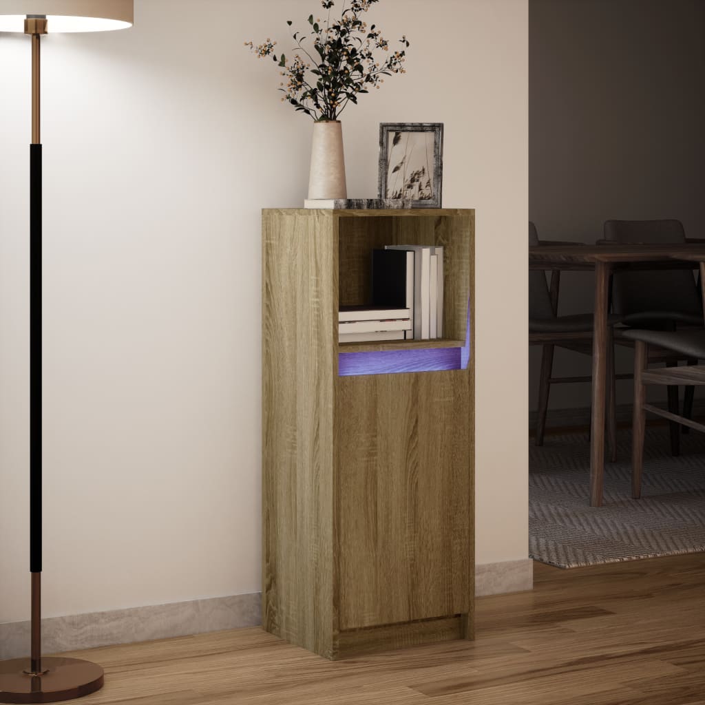 vidaXL Szafka z LED, dąb sonoma, 38x34x100 cm, materiał drewnopochodny