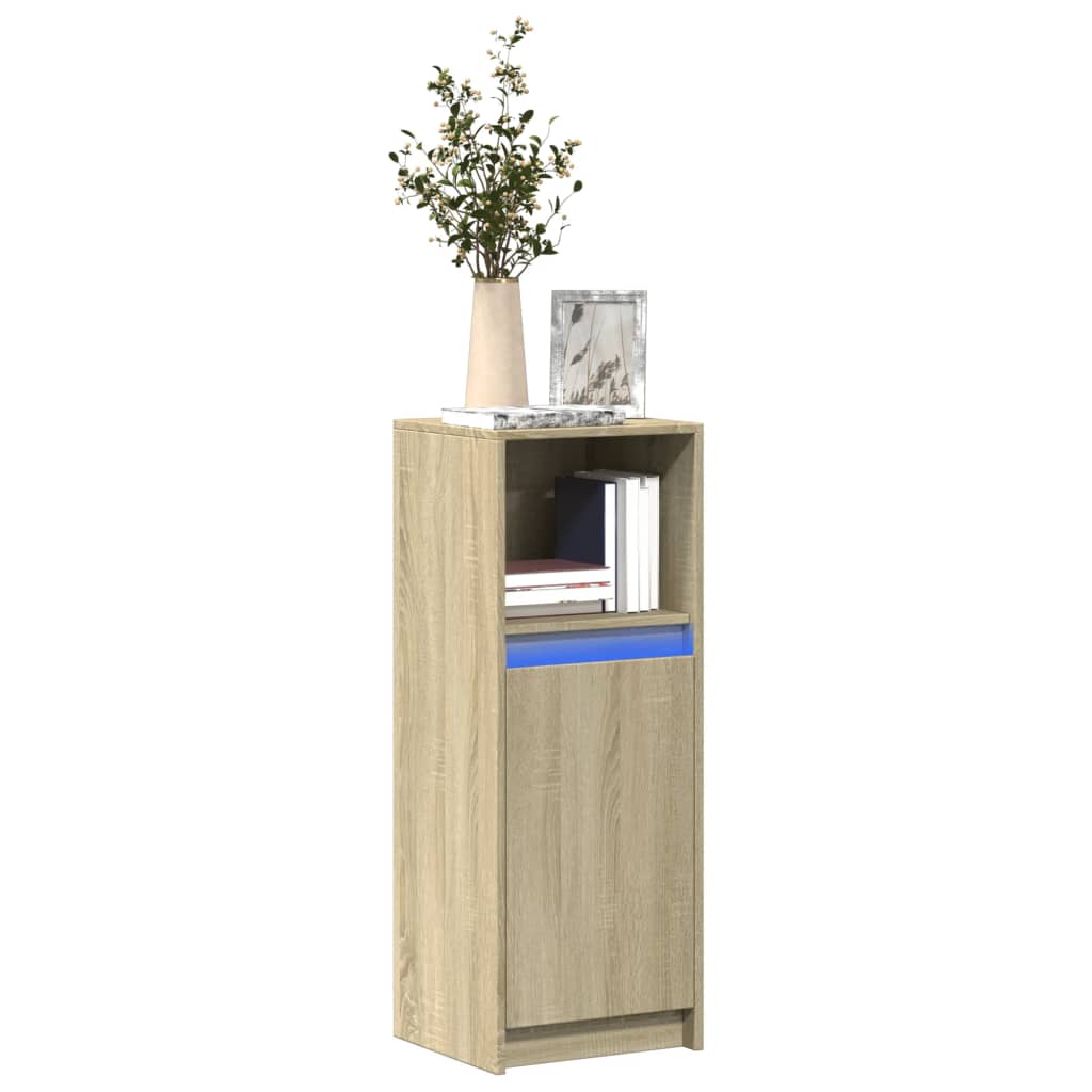 vidaXL Szafka z LED, dąb sonoma, 38x34x100 cm, materiał drewnopochodny