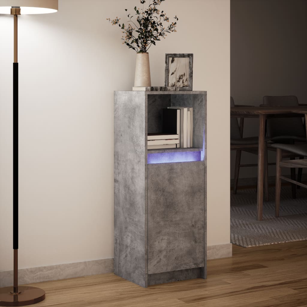 vidaXL Szafka z LED, szarość betonu, 38x34x100 cm