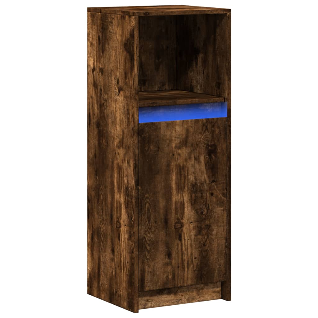 vidaXL Szafka z LED, przydymiony dąb, 38x34x100 cm