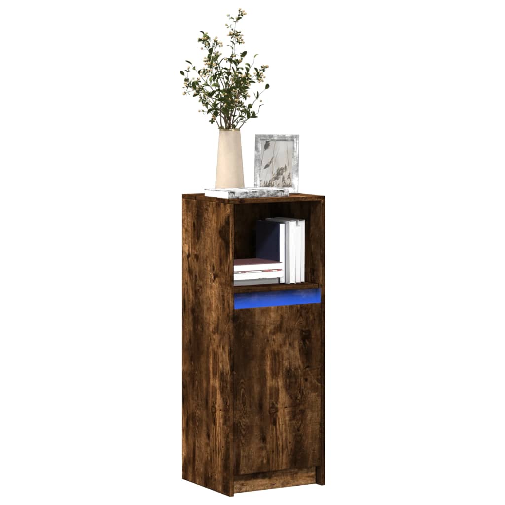 vidaXL Szafka z LED, przydymiony dąb, 38x34x100 cm
