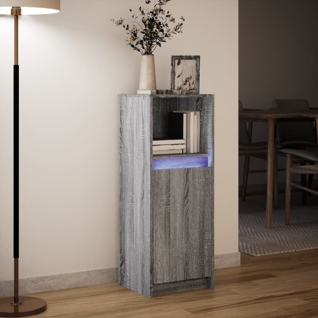 vidaXL Szafka z LED, szary dąb sonoma, 38x34x100 cm