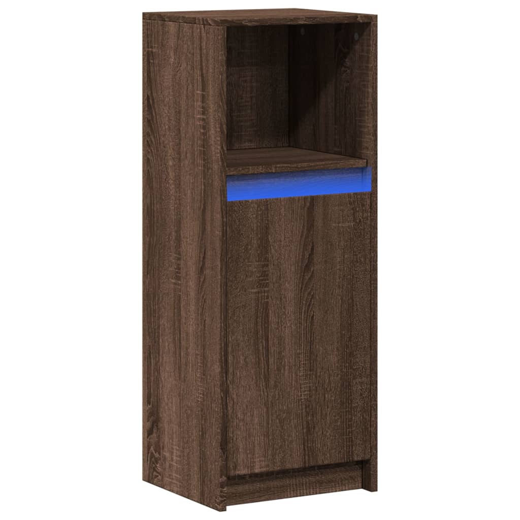vidaXL Szafka z LED, brązowy dąb, 38x34x100 cm