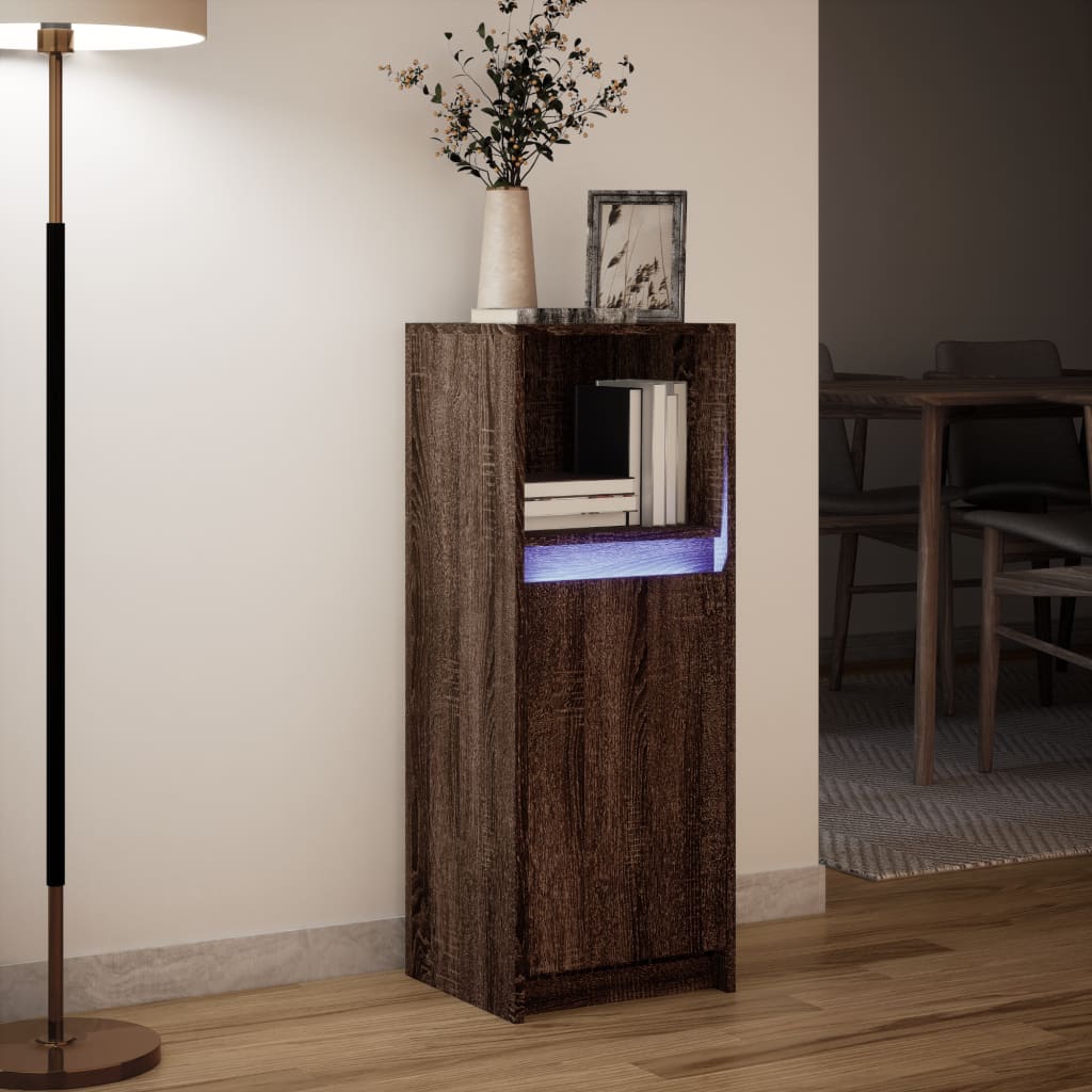 vidaXL Szafka z LED, brązowy dąb, 38x34x100 cm
