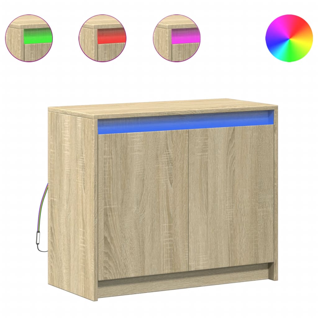 vidaXL Szafka z LED, dąb sonoma, 72x34x61 cm, materiał drewnopochodny