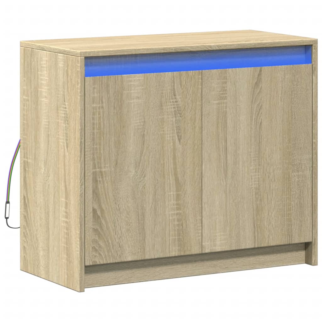 vidaXL Szafka z LED, dąb sonoma, 72x34x61 cm, materiał drewnopochodny