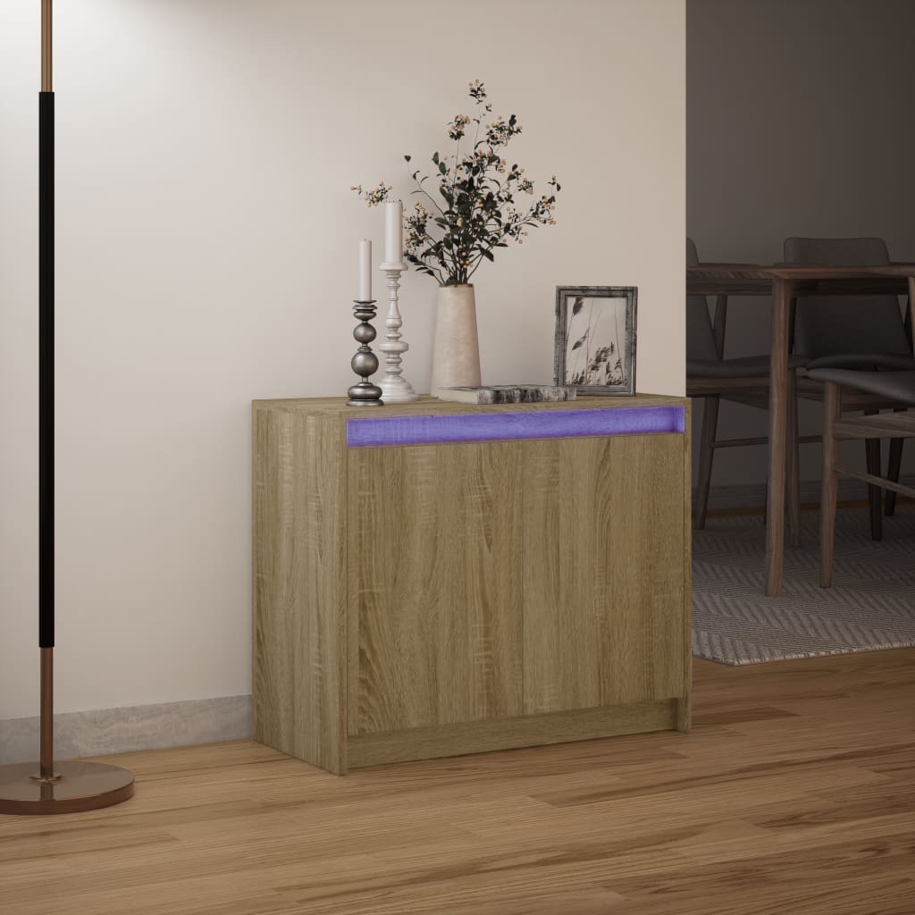 vidaXL Szafka z LED, dąb sonoma, 72x34x61 cm, materiał drewnopochodny