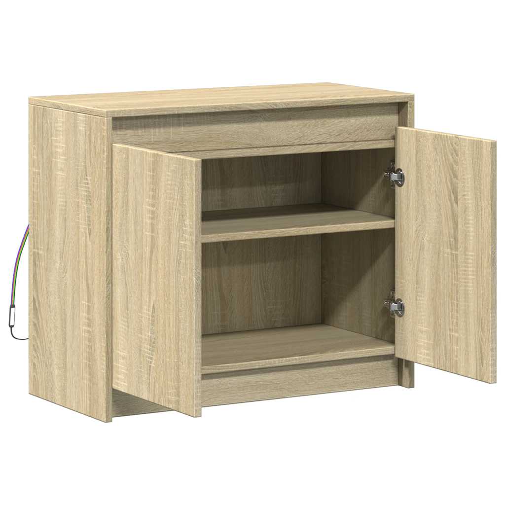 vidaXL Szafka z LED, dąb sonoma, 72x34x61 cm, materiał drewnopochodny