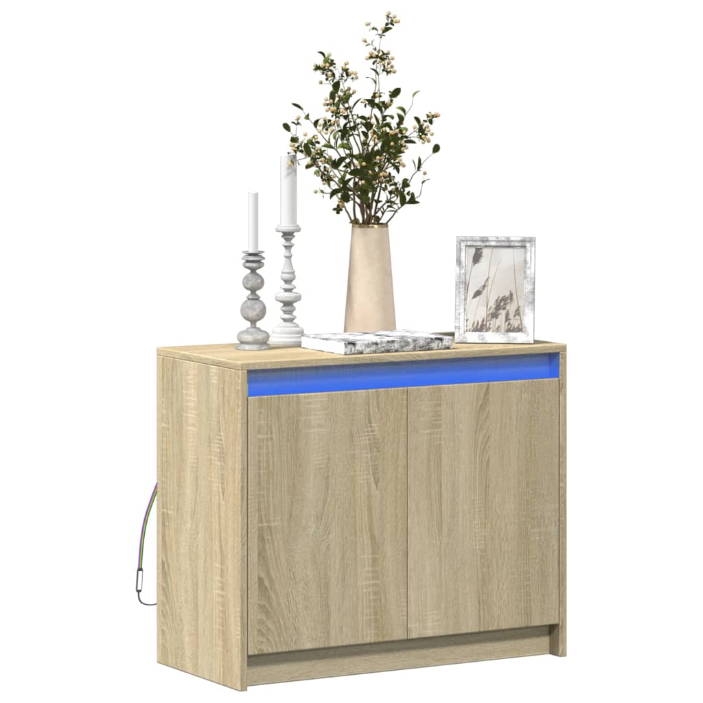 vidaXL Szafka z LED, dąb sonoma, 72x34x61 cm, materiał drewnopochodny