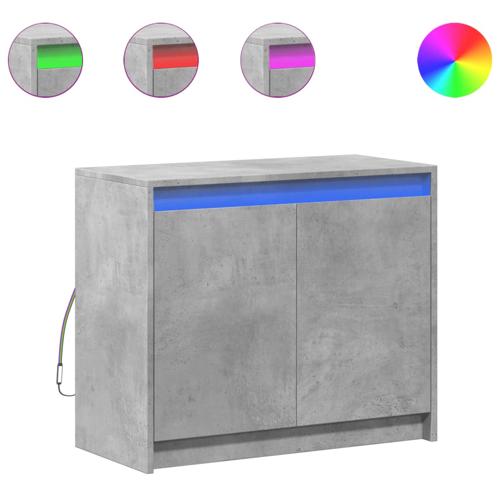 vidaXL Szafka z LED, szarość betonu, 72x34x61 cm