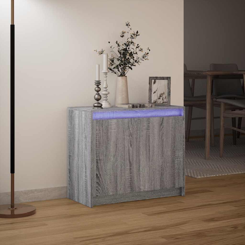 vidaXL Szafka z LED, szary dąb sonoma, 72x34x61 cm
