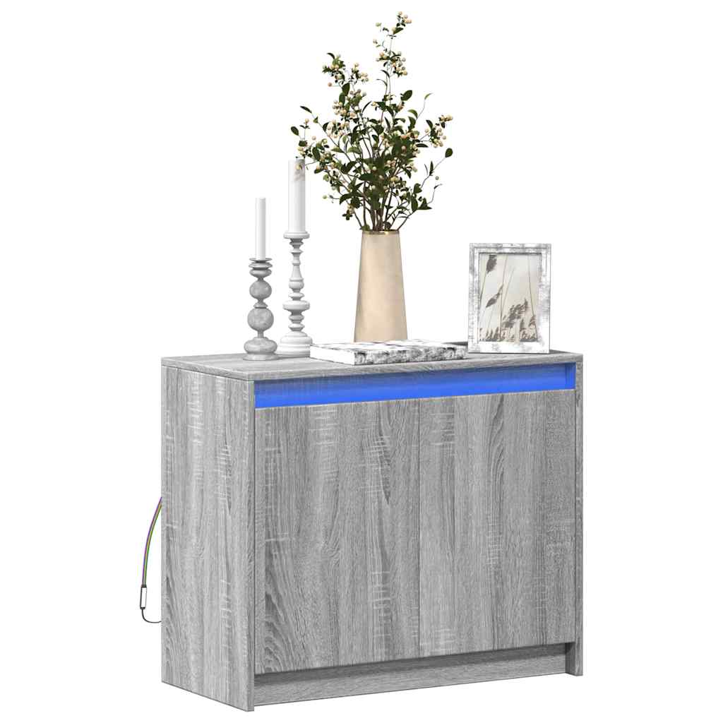 vidaXL Szafka z LED, szary dąb sonoma, 72x34x61 cm